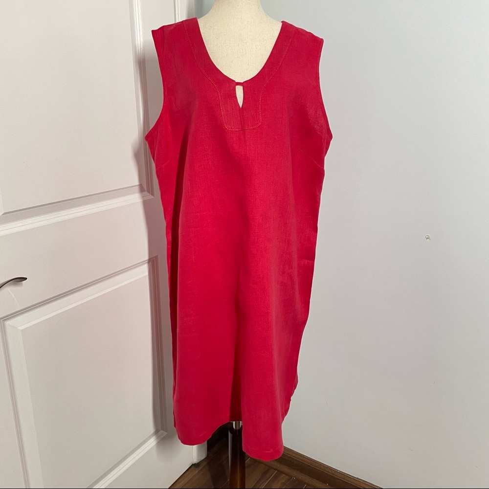 IVHO Red 100% Linen Midi Dress size XXL